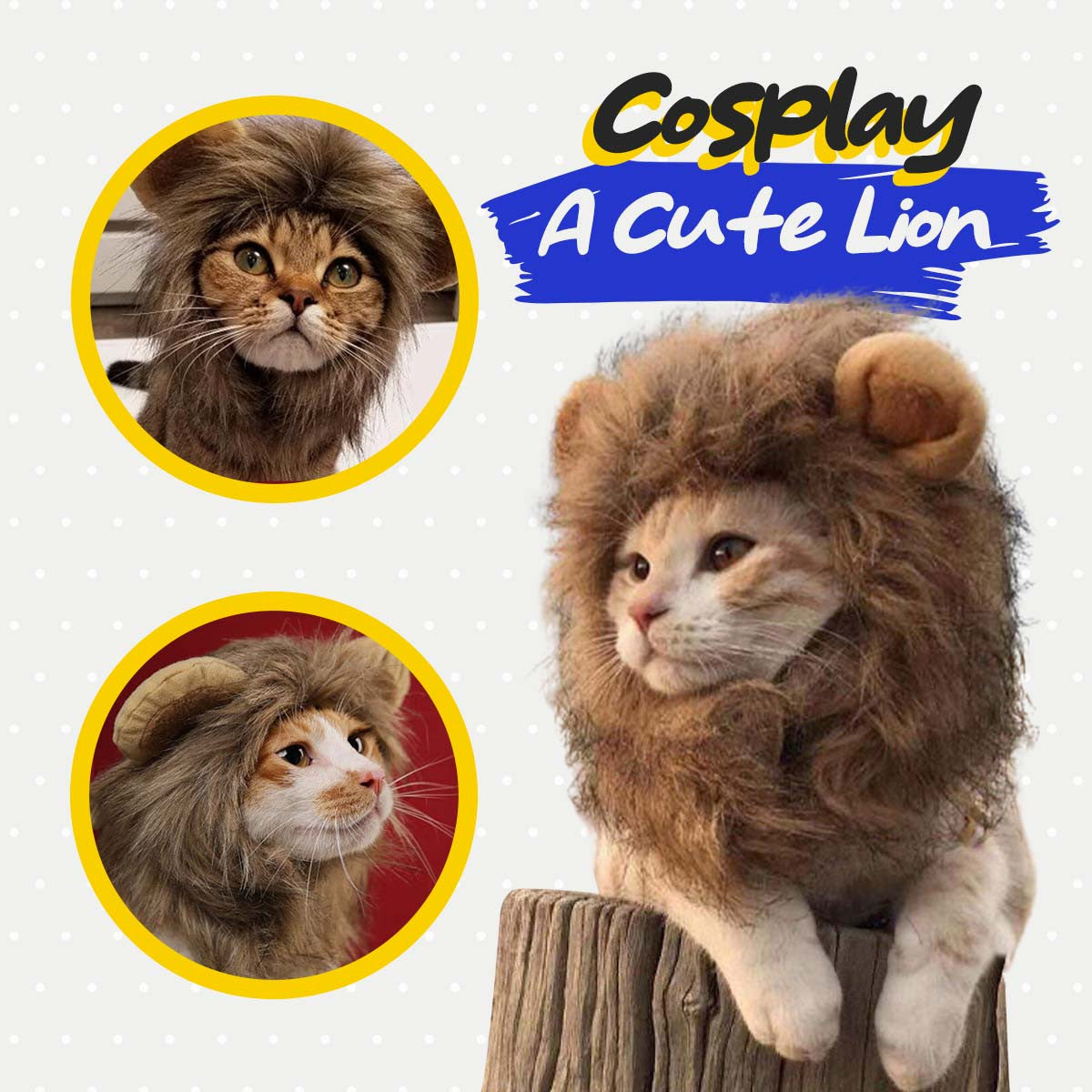 Cat Lion Mane Costume - Adorable Pet Halloween Outfit for Cats & Small Dogs