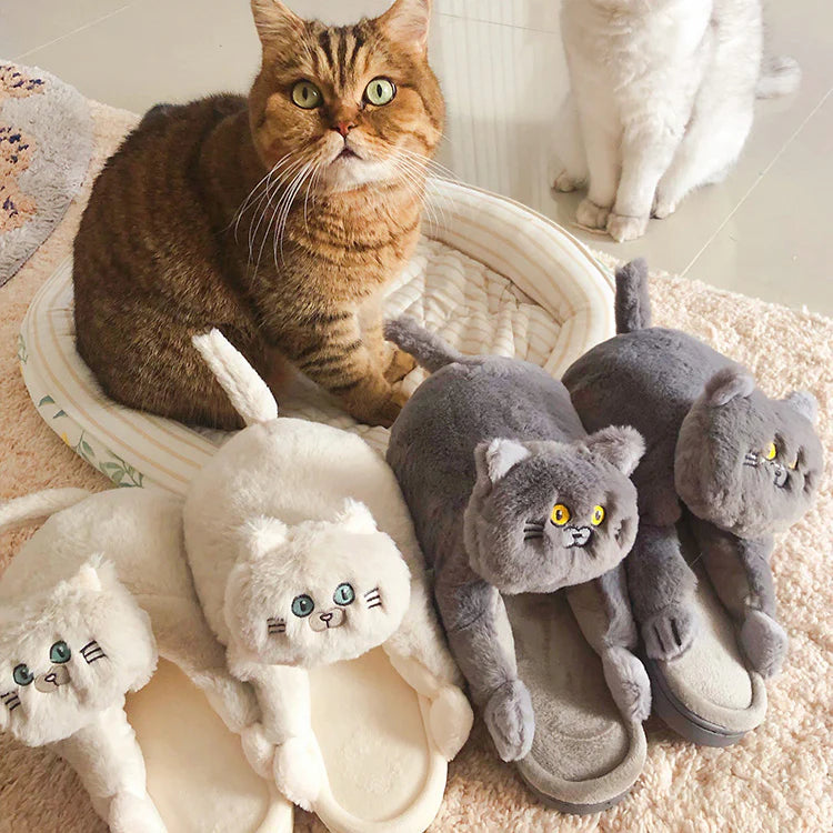 Cozy Cat Slippers - Memory Foam Non-Slip House Shoes